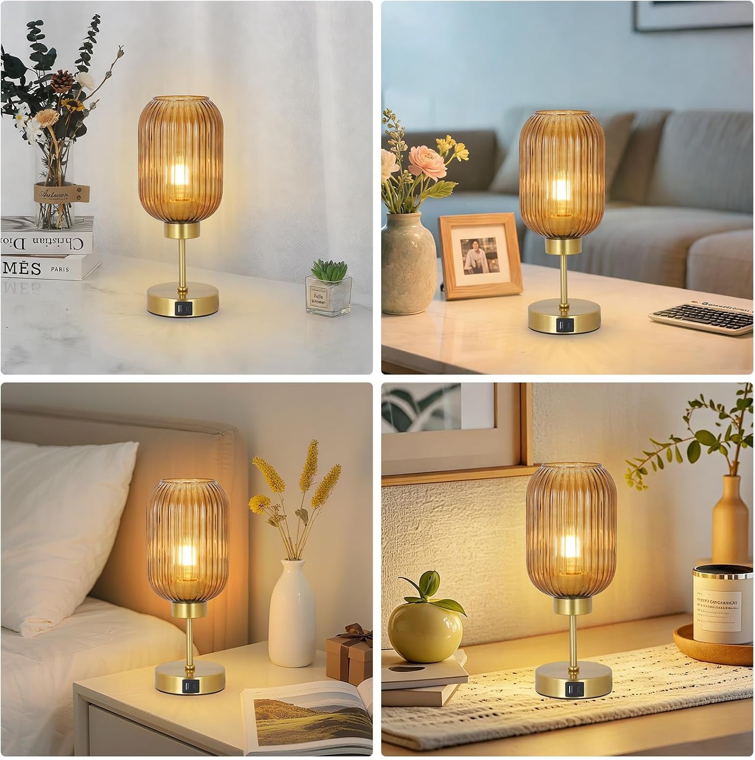 vintage-gold-touch-table-lamp-small-desk-lamp-with-amber-glass-shade-bulb-charging-port-mid-century-modern-bedside-lamp-3-way-dimmable-nightstand-lamp-for-bedroom-living-room-home-office