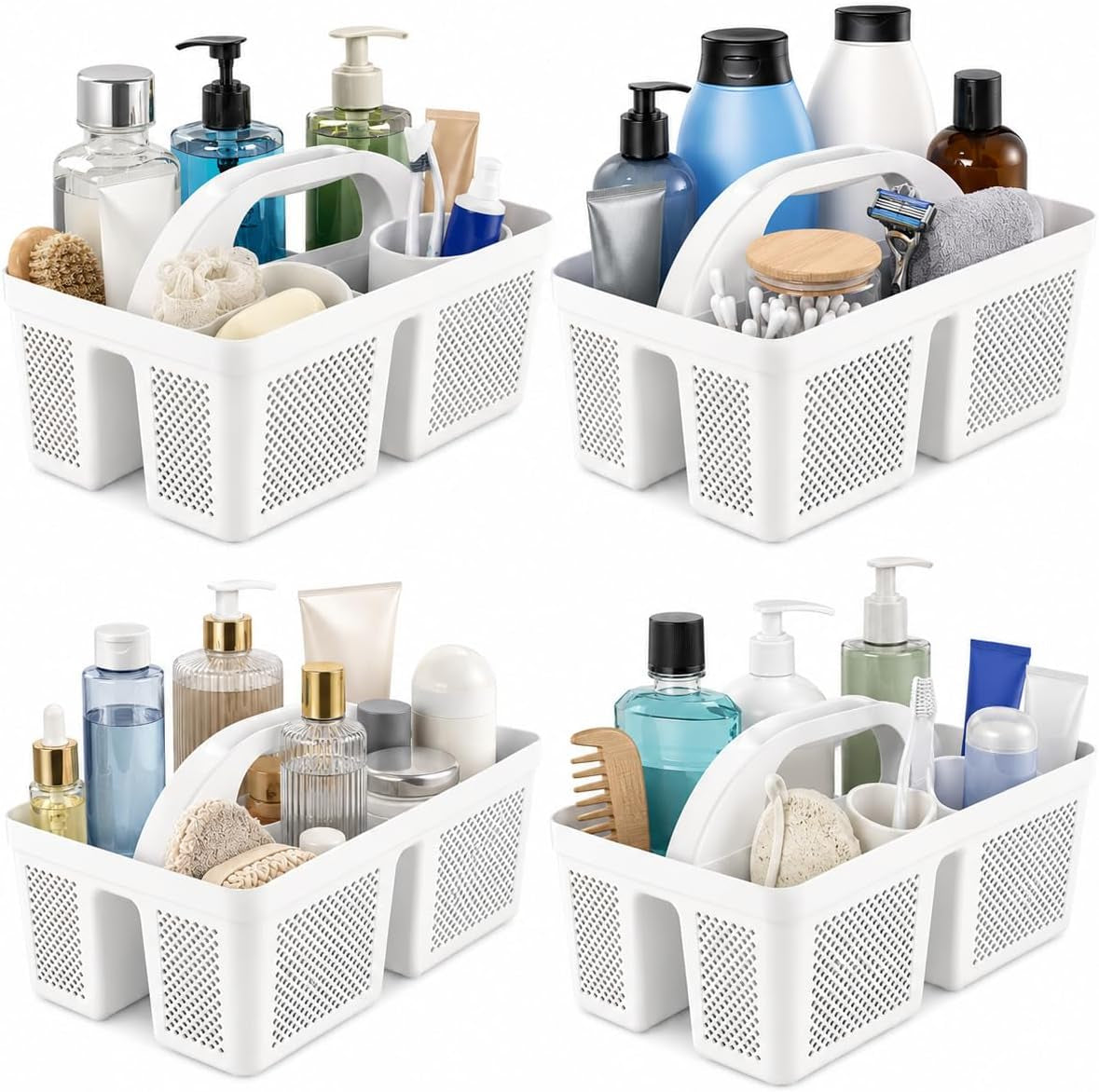 portable-shower-caddy-with-handle-4-pcs-bpa-free-white