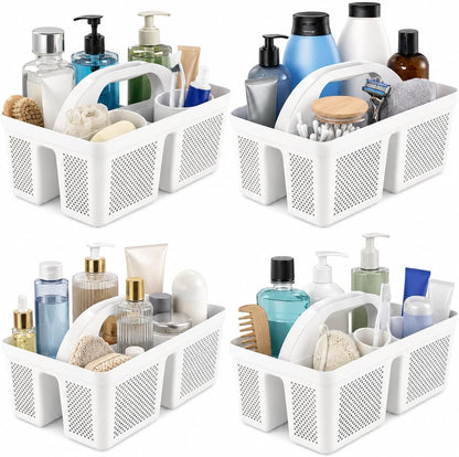 Portable Shower Caddy with Handle - 4 PCS, Bpa-Free, White1