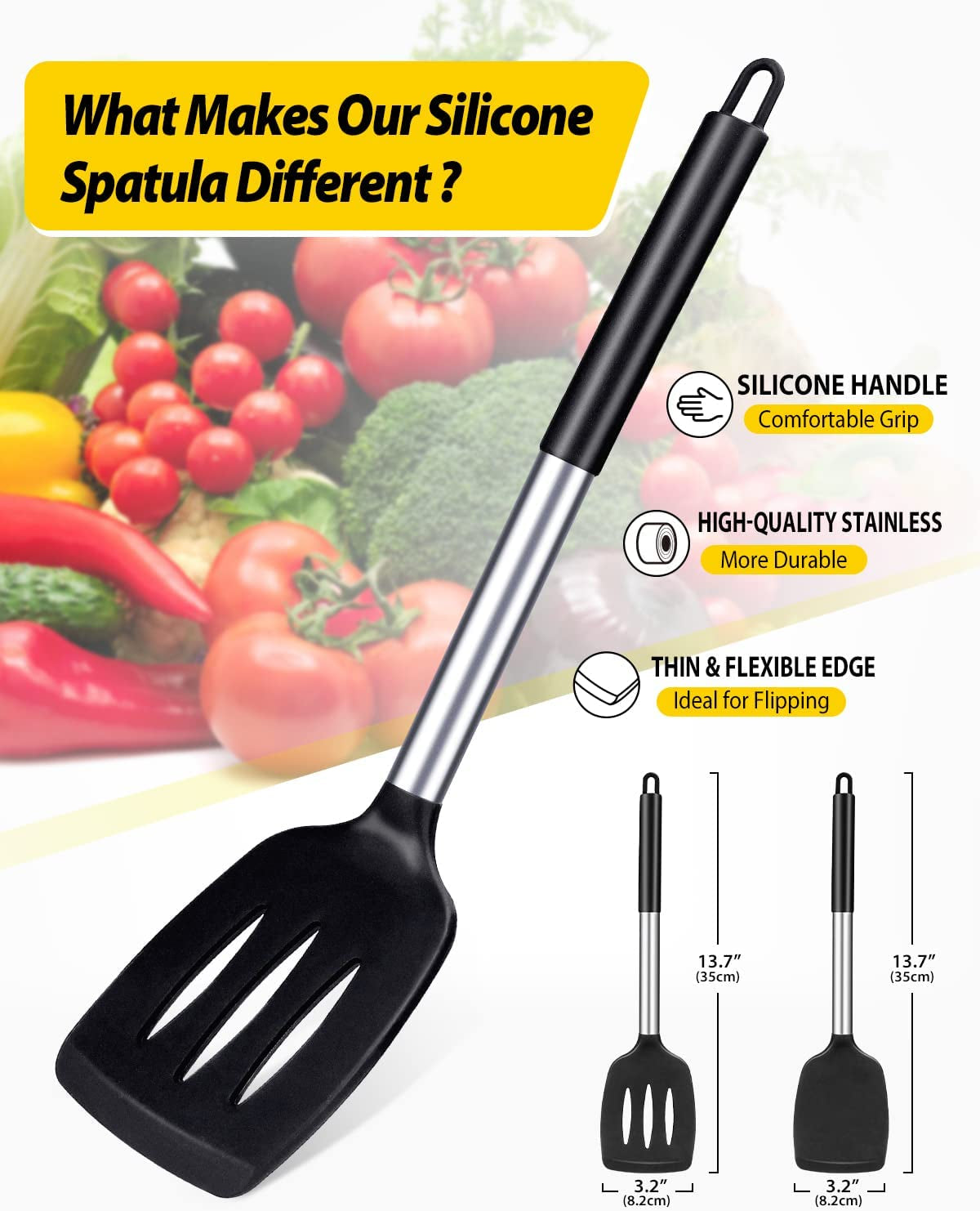 pack-of-2-silicone-solid-turner-non-stick-slotted-kitchen-spatulas-high-heat-resistant-bpa-free-cooking-utensils-ideal-cookware-for-fish-eggs-pancakesblack