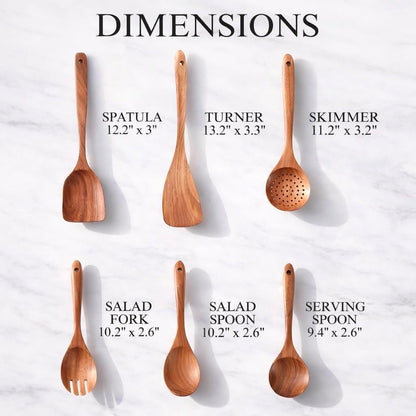 6-Piece Wooden Utensil Set – Premium Teak Wood Cooking Spoons & Spatulas, Non-Stick, Heat-Resistant, Durable & Eco-Friendly Kitchen Tools for Cooking & Serving2