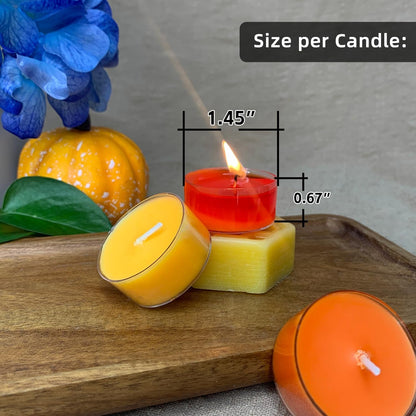 Fall Scented Tealight Candles 16 Pack, Natural Soy & Bee Wax Blend, Autumn Colors: Orange & Yellow Shades, 3.5 Hour Burn Time, Strong Fragrance for Home, 16 Pcs by3