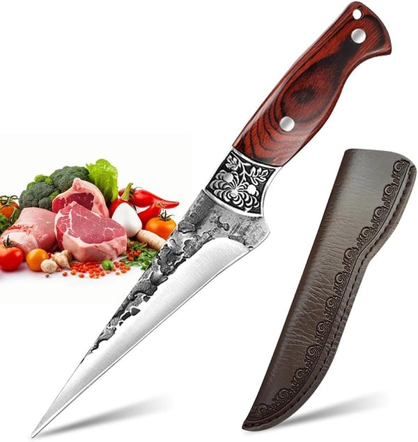 Meat Cleaver, 5.5 Inch Boning Knife Hand Forged Kitchen Knives Wooden Handle Utility Chef Slicing Fish Knives1