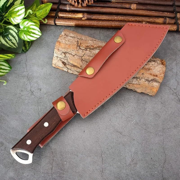 Meat Cleaver, 8 Inch Butcher Knife Camping Survival Knives(Knife with Cover)1
