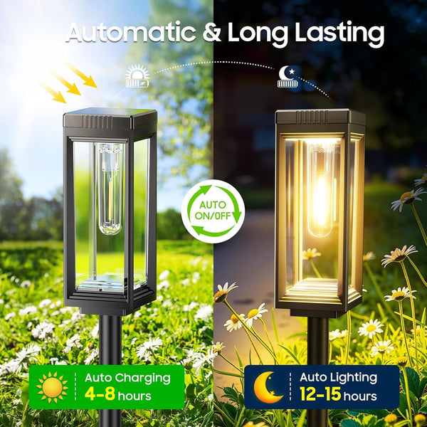 Tall Solar Pathway Lights Outdoor, Bright Solar Powered Lights 4 Pack4