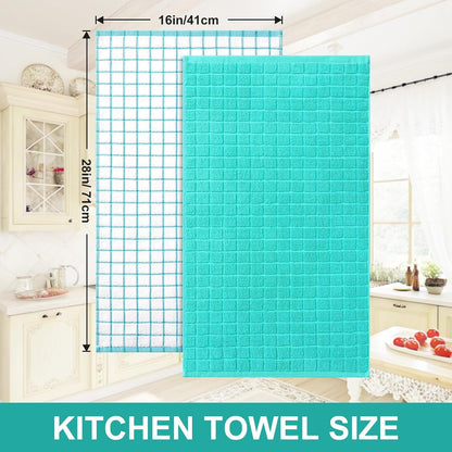 Large Premium Cotton Kitchen Towels 16"X 28", 6 Pack, Aqua5