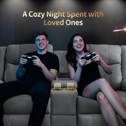 Loveseat Recliner Sofa, Reclining Loveseat Couch, Reclining Couch with Console, USB Port, US Outlets, and Cup Holders, 2-Seater Sofa for Living Room7