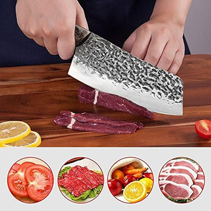 Meat Cleaver Knife, 7 Inch Forged Knife Handmade Kitchen Chinese Chef Meat Slicing Cleaver Vegetables Cutting Fish Fillet Knives Stainless Steel3