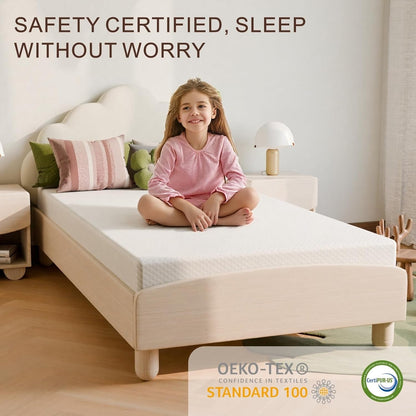 Twin Mattress 5 Inch, Medium Firm for Support & Pressure Relief - Cooling Gel Memory Foam - Fiberglass-Free & Certified Safe for Kids - Compatible for Bunk Beds, Daybeds, Trundle (Mattress in a Box)4