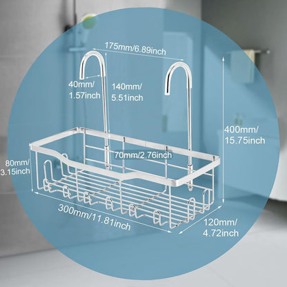 Shower Caddy Hanging for Elderly, Stainless Steel Hanging Basket with Hooks2