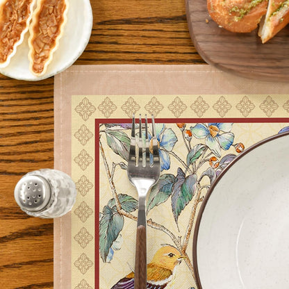 Birds Flowers Blossom Placemats Set of 4, 12X18 Inch Seasonal Spring Summer Table Mats Party Kitchen Dining Decoration8