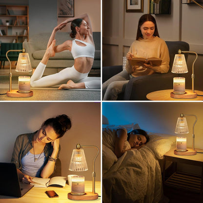 Candle Warmer Lamp - Candle Warmer Lamp with Timer and Dimmer Adjustable Height,Electric Wax Melt Warmer with 2 Bulbs for Scented Jar Candles Home Decor Mother'S Day Gifts, Amber6