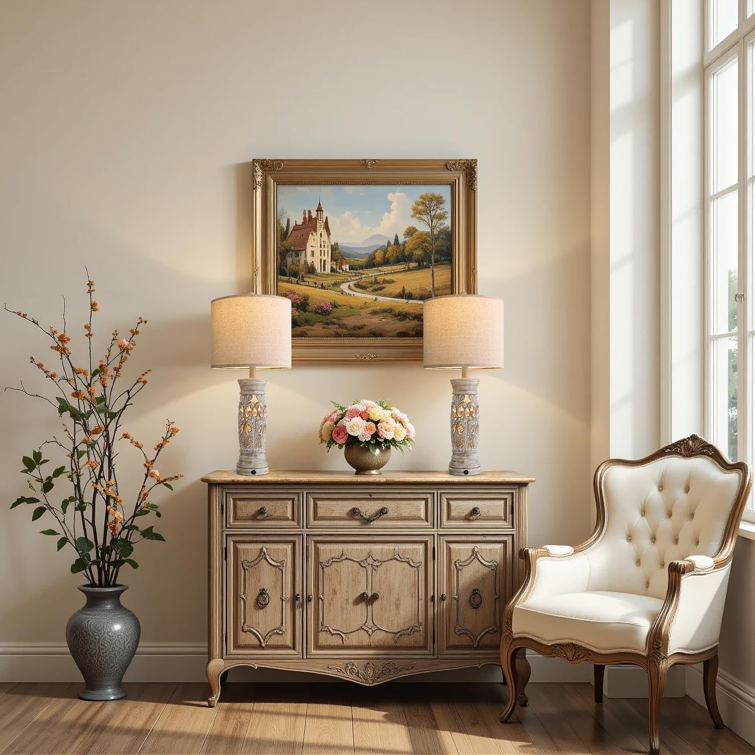 27-25-farmhouse-table-lamps-set-of-2-with-night-light-rustic-bedside-lamp