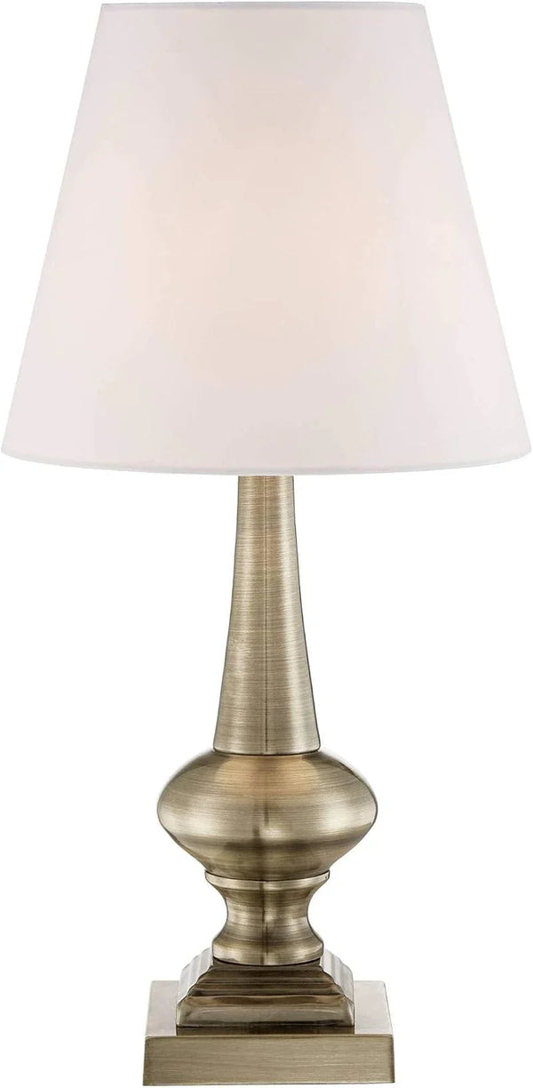 Larson 19" Small Table Lamps Set of 2 Gold Touch Antique Brass Modern | Traditional Metal Bedroom Living Room House Bedside Nightstand Office Family Home White Bell Shade5