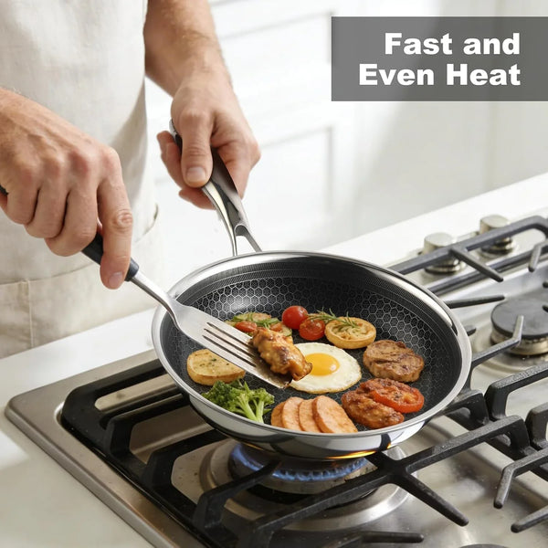 Anbomer Hybrid Ceramic Non Stick Frying Pan 8 Inch, 5-Ply Stainless Steel Skillet,Stay-Cool Handle,Induction Ready, Compatible with All Cooktops, Pfas-Free, Non-Toxic6