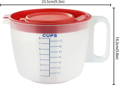 8 Cup Measuring Cup & Mixing Pitcher with Handle and Spout, Splatter-Free Lid, Bpa-Free, Ideal for Baking, Pancakes, and Whisking2