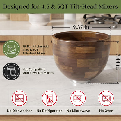Premium Solid Wood Mixing Bowl with Silicone Liner and Lid6