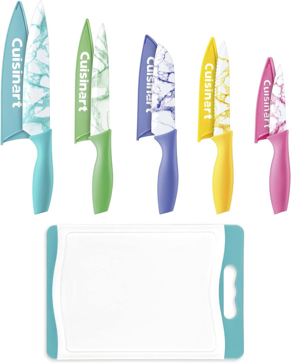C55CB-11PM Advantage Cutlery 11-Piece Marble Knife Cutting Board and Knive Set, Multi-Color | Multi-Color Finish1