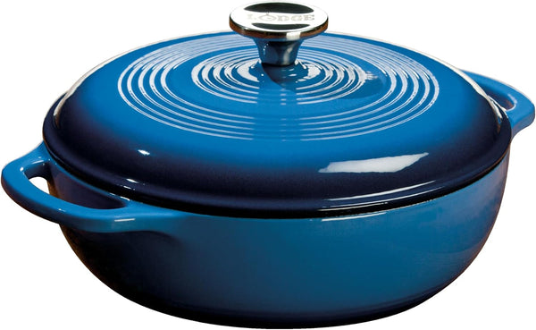 Essential Enamel Cast Iron Dutch Oven, 3 Quart, Caribbean Blue | Dual Handles, Oven Safe up to 500°F, Use to Marinate, Cook, Bake, Refrigerate & Serve, Stovetop Safe1