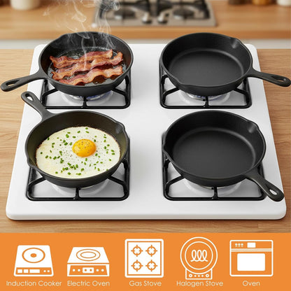 8-Pack Mini Cast Iron Skillets, 4 Inch Small Cast Iron Pans with 2 Oil Brushes – Nonstick Frying Pans for Oven, Grill, Stove & Campfire5
