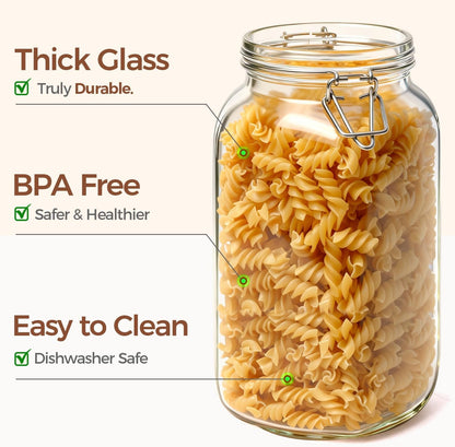 Large Square Glass Jars with Airtight Lids 78 Oz 3 Pack Wide Mouth5