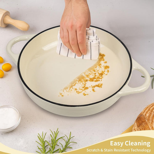Dutch Oven for Bread Baking, 5.4 Quart Dutch Enameled Cast Iron Bread Oven, Dutch Oven for Sourdough Bread Baking, Oven Safe up to 500° F, 25 Cm White4
