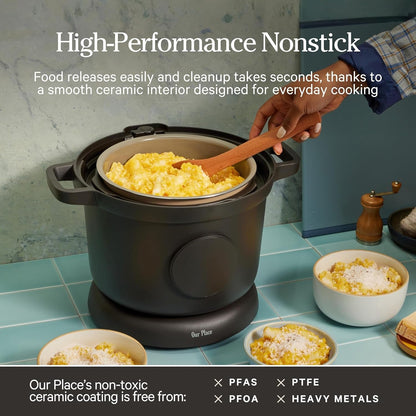 Our Place Dream Cooker, 6 Qt Ceramic Nonstick Pressure Cooker & Multicooker | Touchscreen Pressure Cooker with Auto Steam Release; Pressure Cook, Sauté, Slow Cooker, Rice Cooker and Keep-Warm Modes3