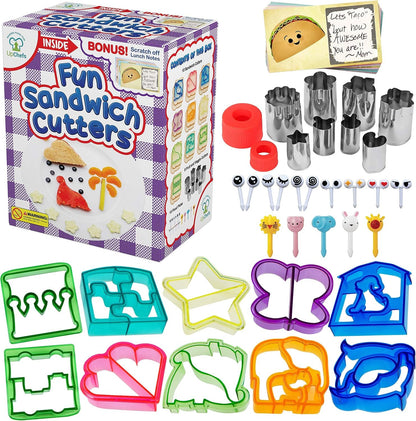 Sandwich Cutters for Kids - Create Healthy School Lunches in Minutes with These Fun Bento Lunch Box Accessories – Includes Fruit and Vegetable Cookie Cutters – Food Picks plus Scratch Notes1