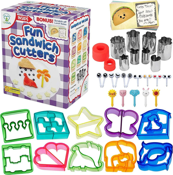 Sandwich Cutters for Kids - Create Healthy School Lunches in Minutes with These Fun Bento Lunch Box Accessories – Includes Fruit and Vegetable Cookie Cutters – Food Picks plus Scratch Notes1