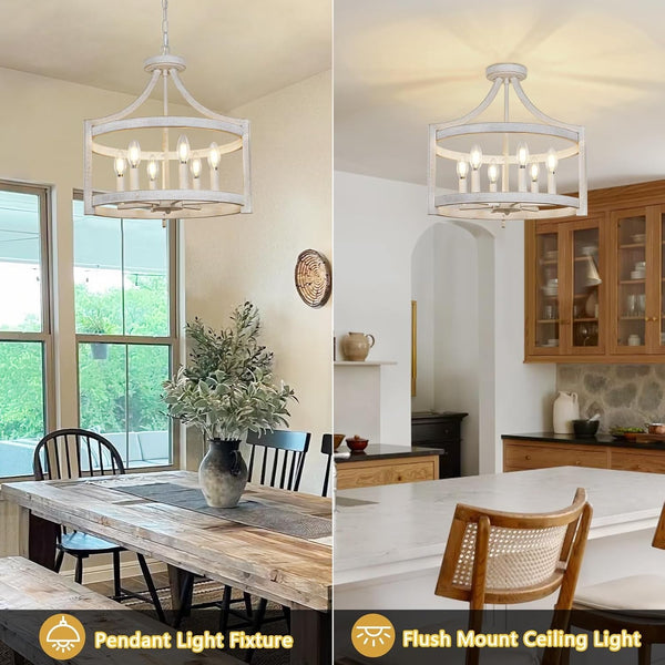 6-Light Farmhouse Chandelier, Vintage Dining Room Light Fixture3