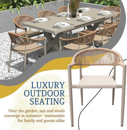 4Pcs Stackable Patio Chairs, Rattan Armchairs with Aluminum Frame3