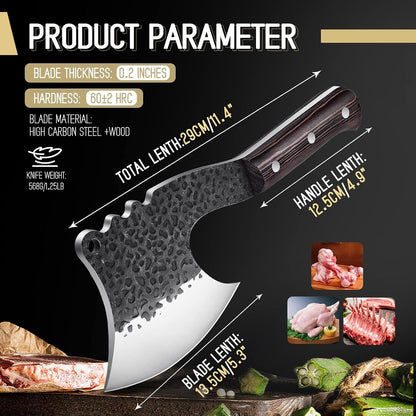 Meat Bone Cleaver Knife - Black Heavy Duty Butcher Meat Cutting Axes6
