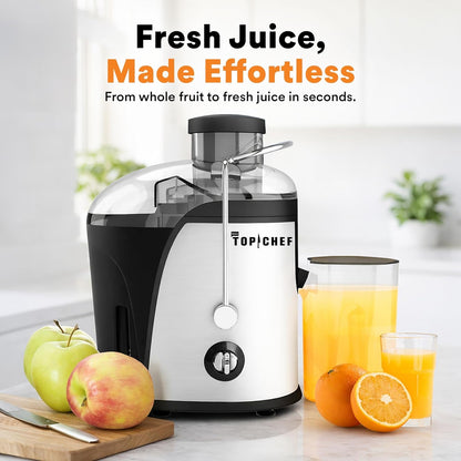 Top Chef Stainless Steel Centrifugal Juicer with 400W Motor, Dual-Speed Control, Wide Feed Chute, Juice Pitcher and Pulp Container for Fresh Fruit and Vegetable Juicing2