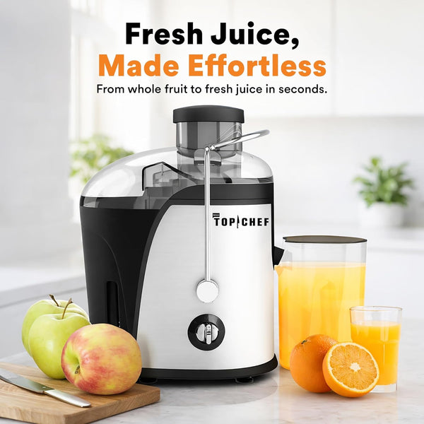 Top Chef Stainless Steel Centrifugal Juicer with 400W Motor, Dual-Speed Control, Wide Feed Chute, Juice Pitcher and Pulp Container for Fresh Fruit and Vegetable Juicing2