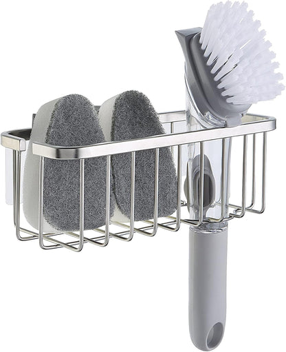 Neverrust Deluxe Kitchen & Bathroom Sink Sponge Holder Organizer with Adhesive Mount - Additional Suction Cup Included – Sponge & Brush NOT Included – 7.4 X 3.3 X 2.75 Inch1