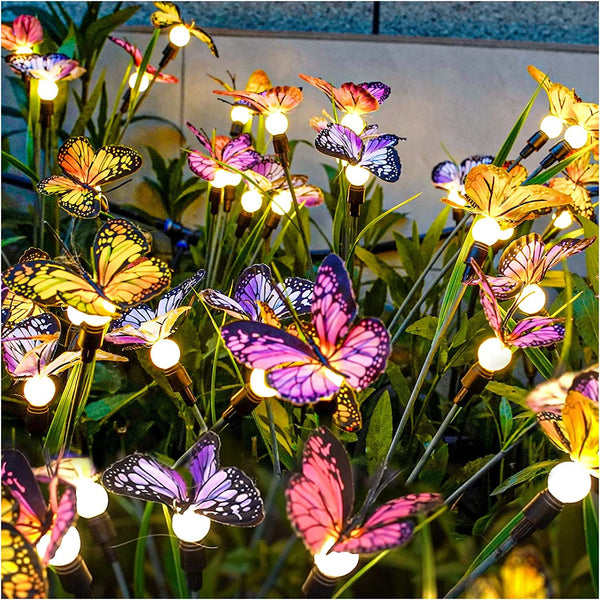 Solar Garden Lights - 2 Pack Swaying Butterfly Light, Swaying in the Wind, Solar Outdoor Lights, Yard Patio Pathway Decoration, High Flexibility Iron Wire & Realistic Butterflies1