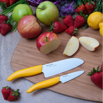 3Piece Advanced Ceramic Revolution Series Knife Set, Yellow,White | Made-In-Japan Non-Reactive Zirconia Blades, Lightweight Design Reduces Hand Fatigue, Will Not Cause Food Oxidation5