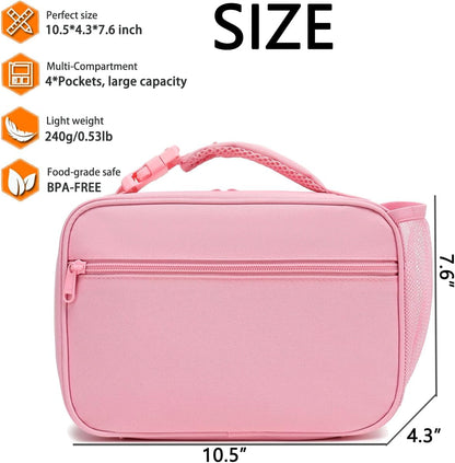 Insulated Lunch Box for School, Thermal Reusable Durable Freezable Lunch Bags for Kids Boys Girls Men Women - Small Soft Cooler Portable Lunch Tote Kit for Work Picnic Travel,Pink3