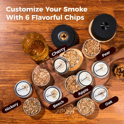 Electric Whiskey Smoker Kit, Cocktail Smoker with Heating System | No Butane Needed, 6 Wood Chips for Old Fashioned Drink Smoker Kit, Ideal Bourbon Whiskey Gift for Men, Dad and Husband6