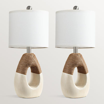 19'' Small Boho Table Lamps for Bedroom Set of 2, Farmhouse Rattan Bedroom Lamps for Living Room Rustic Home Decor, Nightstand Bedside Lamps for Sofa Table Entry Way, Suitable for Small Places9