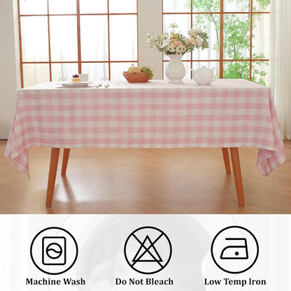 Pink Gingham Tablecloth Rectangle Checkered Table Cloth Cotton Linen Fabric Wrinkle Free Washable Buffalo Plaid Table Cover for Kitchen Dining Picnic Camping, 60 * 75 Inch4