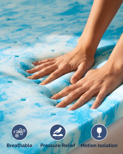3 Inch Full Memory Foam Mattress Topper - Cooling Gel Mattress Pad | Cooling Gel Infused Bed Topper, Soft Ventilated Mattress Pad for Pressure Relief & Pain-Free Sleep, Certipur-Us & Oeko-Tex4
