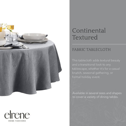 Continental Solid Texture Water Resistant Tablecloth, Gray - 70" W X 70" L Round2