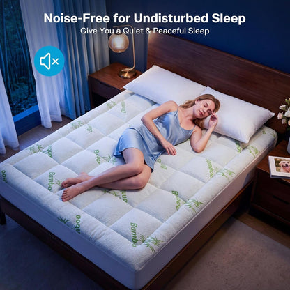 Waterproof Queen Size Mattress Topper Viscose Derived from Bamboo, Extra Thick Mattress Pad for Back Pain, Cooling Mattress Protector with Deep Pocket 8"-21", Green,Queen7
