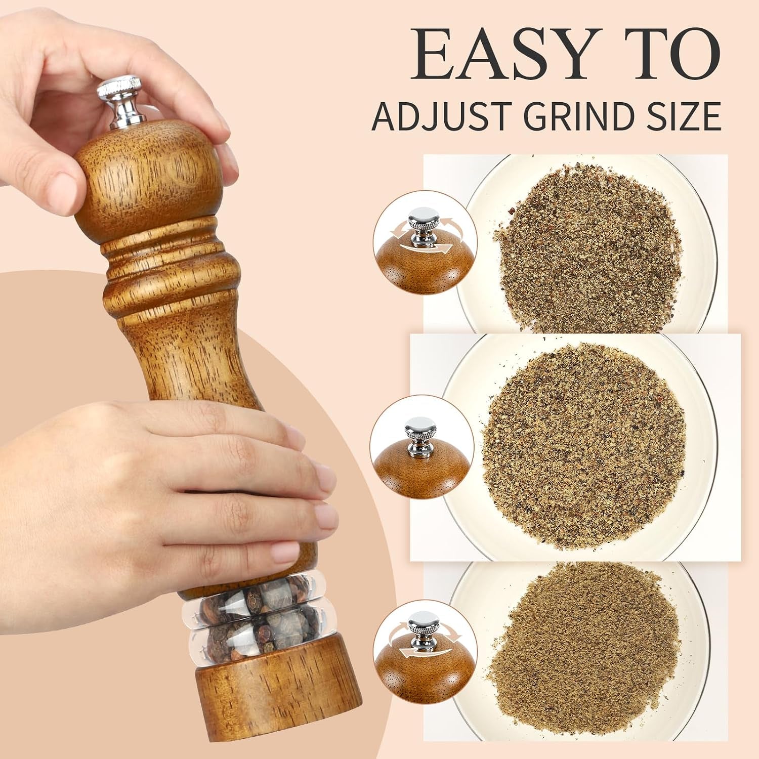 8inch-salt-and-pepper-grinder-set-manual-salt-pepper-shakers-wooden-pepper-mill-refillable-with-adjustable-ceramic-grinding-core-acrylic-visualization-window-design-2-pieces