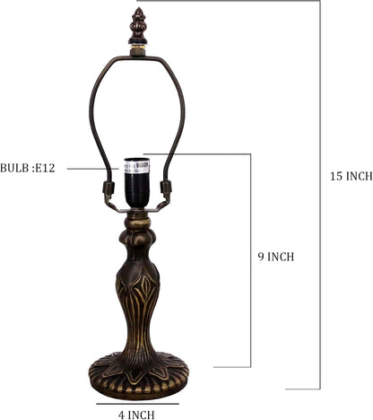 Table Lamp Base Replacement Only (M (W 4 H 15 Inch)) | Fit for 6, 8, 10 Inch Tiffany Style Stained Glass Lampshade, Dark Bronze Finish,Resin, Push Switch on Cord2