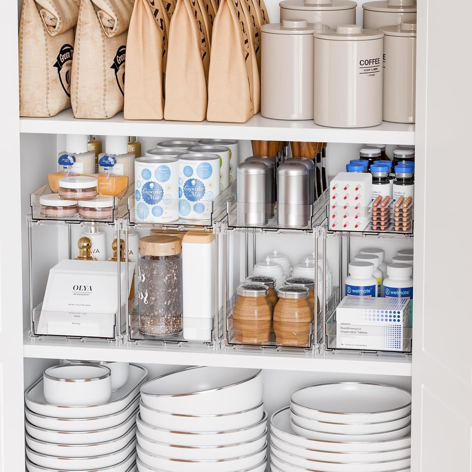 2-pack-2-tier-vertical-spice-rack-pull-out-10-4-deep-narrow-slide-out-spice-rack-organizer-for-inside-cabinets-kitchen-pantry-cupboard-seasoning-can-jar-organizer-and-medicine-cabinet-storage