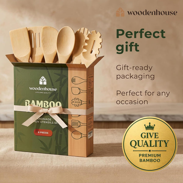 Wooden Spoons for Cooking, 6 Pcs Bamboo Utensil Set – Nonstick Safe8
