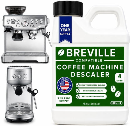 Breville Espresso Machine Compatible Descaler, 4 Uses, 1 Year Supply, 16 Oz | Concentrated Coffee Maker Cleaner for Breville, Keurig, Nespresso, Delonghi, & Espresso Machines, Made in USA1
