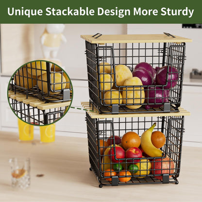 2 Pack Stackable Potato Onion Bins, Pantry Organizers and Storage3